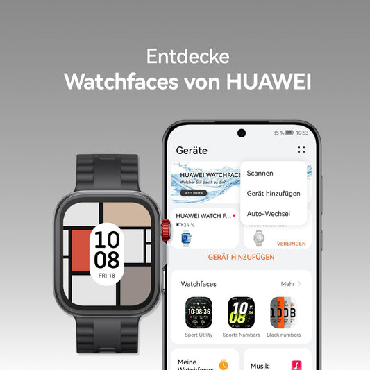 HUAWEI Watch FIT 4 Pro – Smartwatch & Fitness Tracker, GPS, 5ATM Wasserdicht, EKG, 10 Tage Akku, iOS & Android, Schwarz
